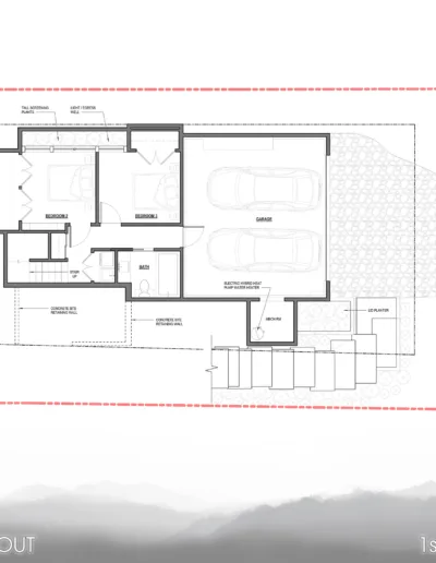 A floor plan for a house in the mountains.